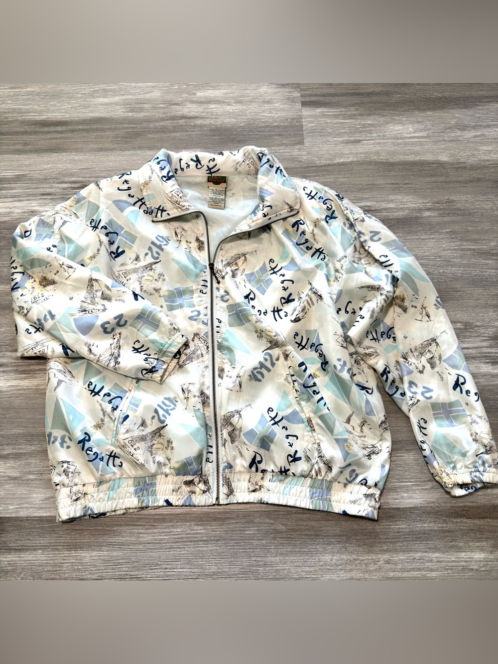 Vintage Out Brook Silk Abstract Print Lightweight Jacket Women Retro Windbreaker
